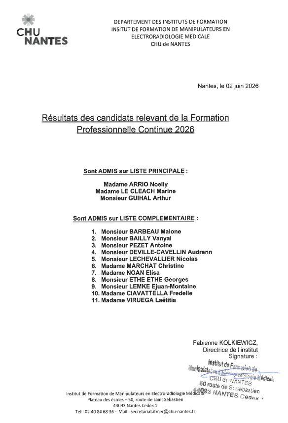 affichage résultats - FPC 2026