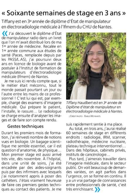 article Ouest France - Etudiante de 3ème année 