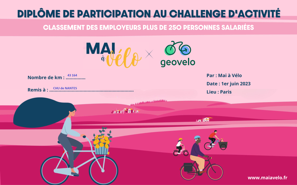 diplome challenge à vélo mai 2023