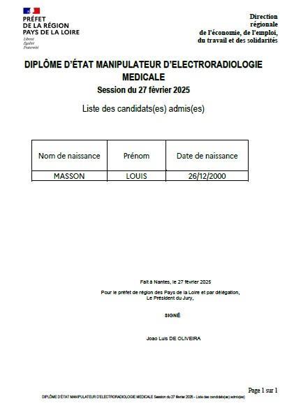 résultats DE 2024 - session 5 du 27 02 2025