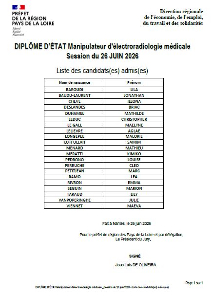 Résultats DE MEM juin 2026